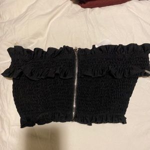 Swim top with zipper